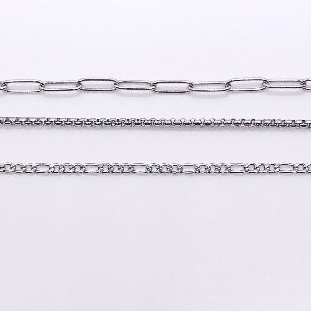 Handmade Triple Layer Gunmetal Silver Mask Chain Necklace - Picture 3 of 6